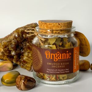 Organic Goodness Smudge Resin – MANDARIN BAY LEAF – 80g Jar - The Inspirational Studio
