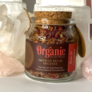 Organic Goodness Smudge Resin – ROSE GERANIUM – 80g Jar - The Inspirational Studio