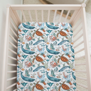 Ocean Fitted Cot Sheet - Little Tribe Designs - The Inspirational Studio