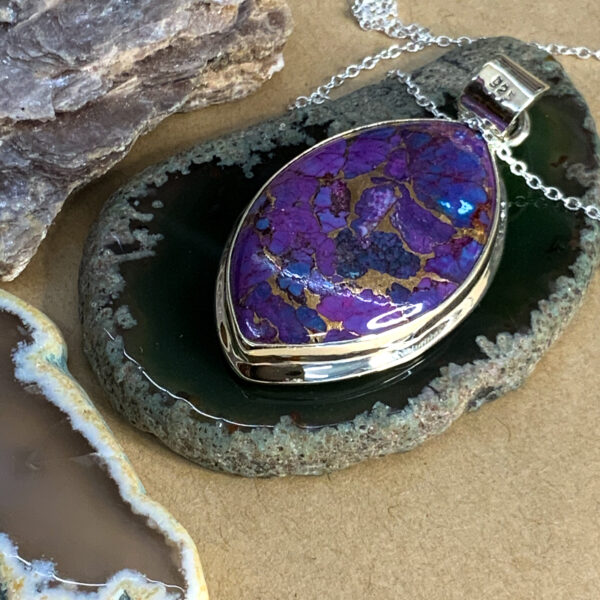 Stirling Silver – PURPLE MOHAVE TURQUOISE – Pendant with chain - The Inspirational Studio 