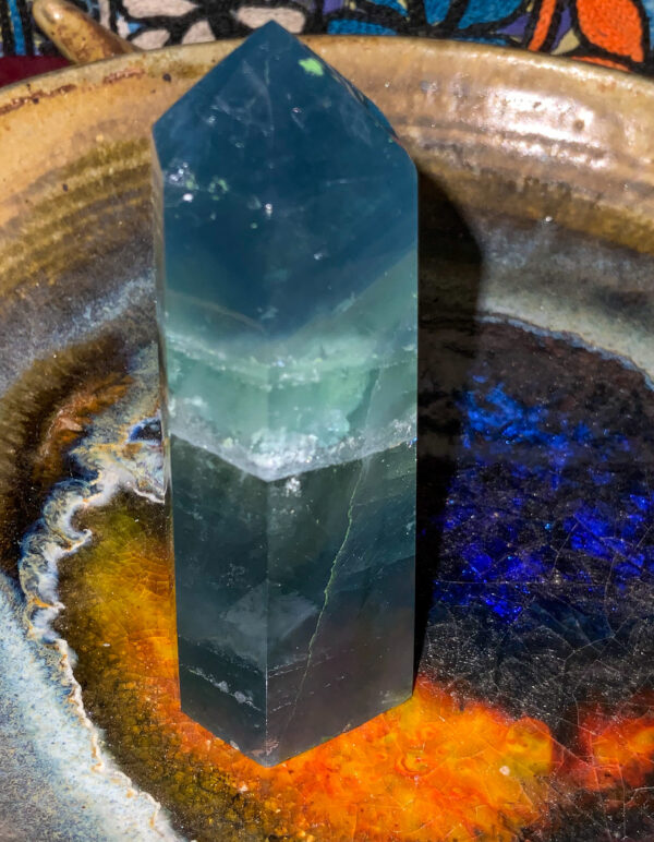 Green / Blue Dreamy Fluorite Point – with natural LOVE HEART inside - The Inspirational Studio 