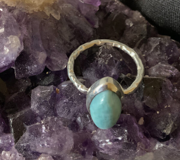 LARIMAR – Sterling Silver Larimar Ring – size 8 (oval) - The Inspirational Studio 