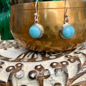 LARIMAR – Sterling silver ROUND – Larimar pendant earrings – with box - The Inspirational Studio 
