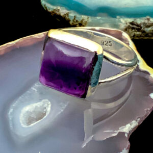 Sterling Silver AMETHYST Ring – Size 6 – Square - The Inspirational Studio