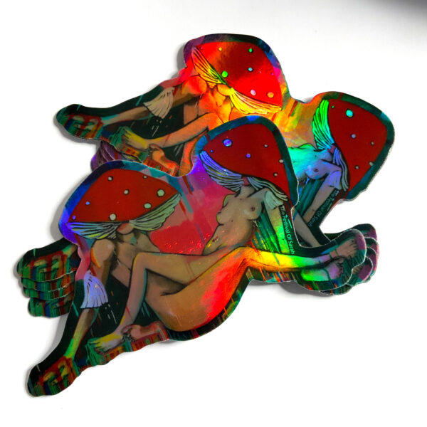 Amanita Couple – Holographic Sticker - The Inspirational Studio 