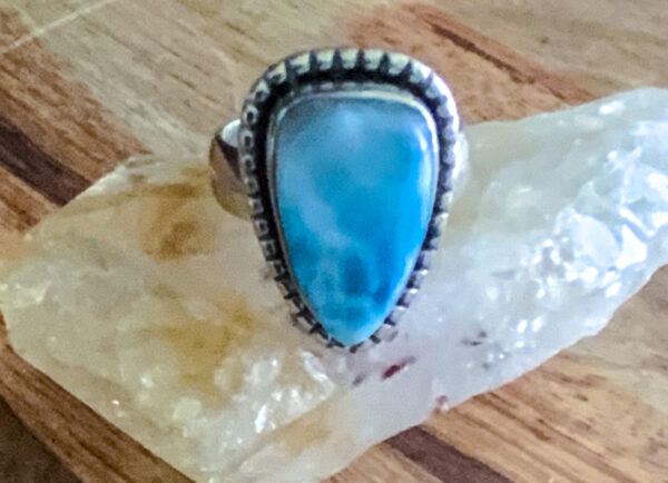 LARIMAR – Sterling Silver Larimar Ring – Size 7.5 - teardrop - The Inspirational Studio 