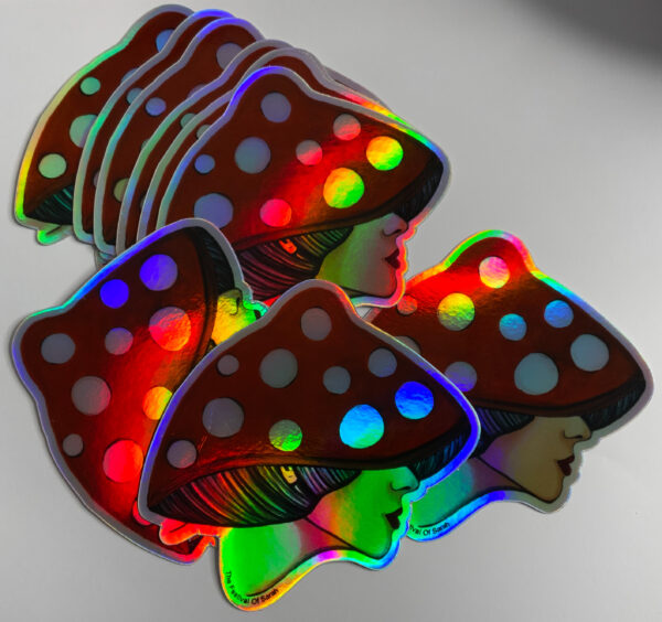 Amanita Lady – Holographic Sticker - The Inspirational Studio