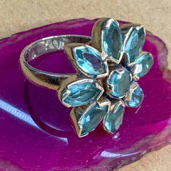 Sterling Silver Blue Topaz Ring – Size 6.5 – Flower - The Inspirational Studio