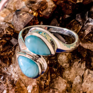 LARIMAR – Sterling Silver Larimar Ring – Size 6.5 – Double Stone - The Inspirational Studio 